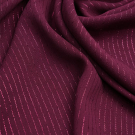 Tissu crêpe tibetan red à rayures lurex | pretty mercerie | mercerie en ligne