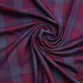 Tissu flanelle tissé à carreaux rhododendron, bleu et gris | Pretty Mercerie | mercerie en ligne