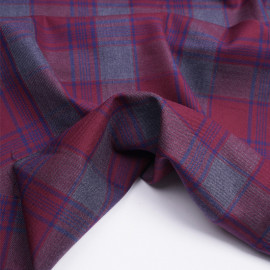 Tissu flanelle tissé à carreaux rhododendron, bleu et gris | Pretty Mercerie | mercerie en ligne