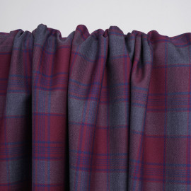 Tissu flanelle tissé à carreaux rhododendron, bleu et gris | Pretty Mercerie | mercerie en ligne