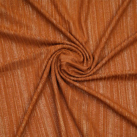 Tissu dentelle caramel à motif rayures ajourées or | Pretty Mercerie  | Mercerie en ligne