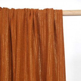 Tissu dentelle caramel à motif rayures ajourées or | Pretty Mercerie  | Mercerie en ligne