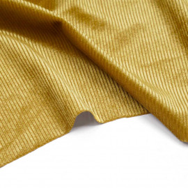 Tissu jersey velours côtelé lemon curry | Pretty Mercerie | Mercerie en ligne