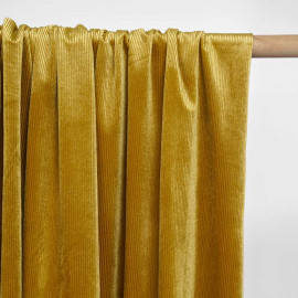 Tissu jersey velours côtelé lemon curry | Pretty Mercerie | Mercerie en ligne