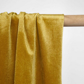 Tissu jersey velours côtelé lemon curry | Pretty Mercerie | Mercerie en ligne