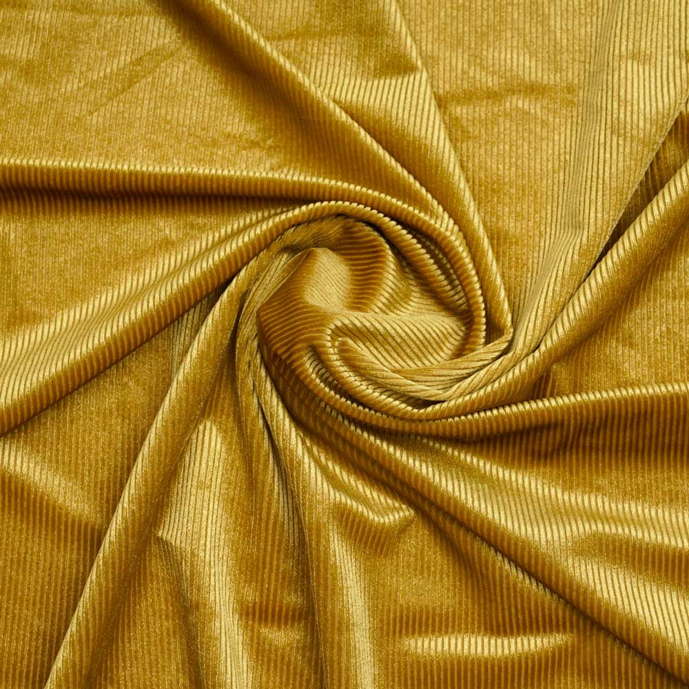 Tissu jersey velours côtelé lemon curry | Pretty Mercerie | Mercerie en ligne