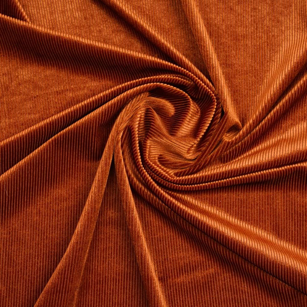 Tissu jersey velours côtelé rouille | Pretty Mercerie | Mercerie en ligne