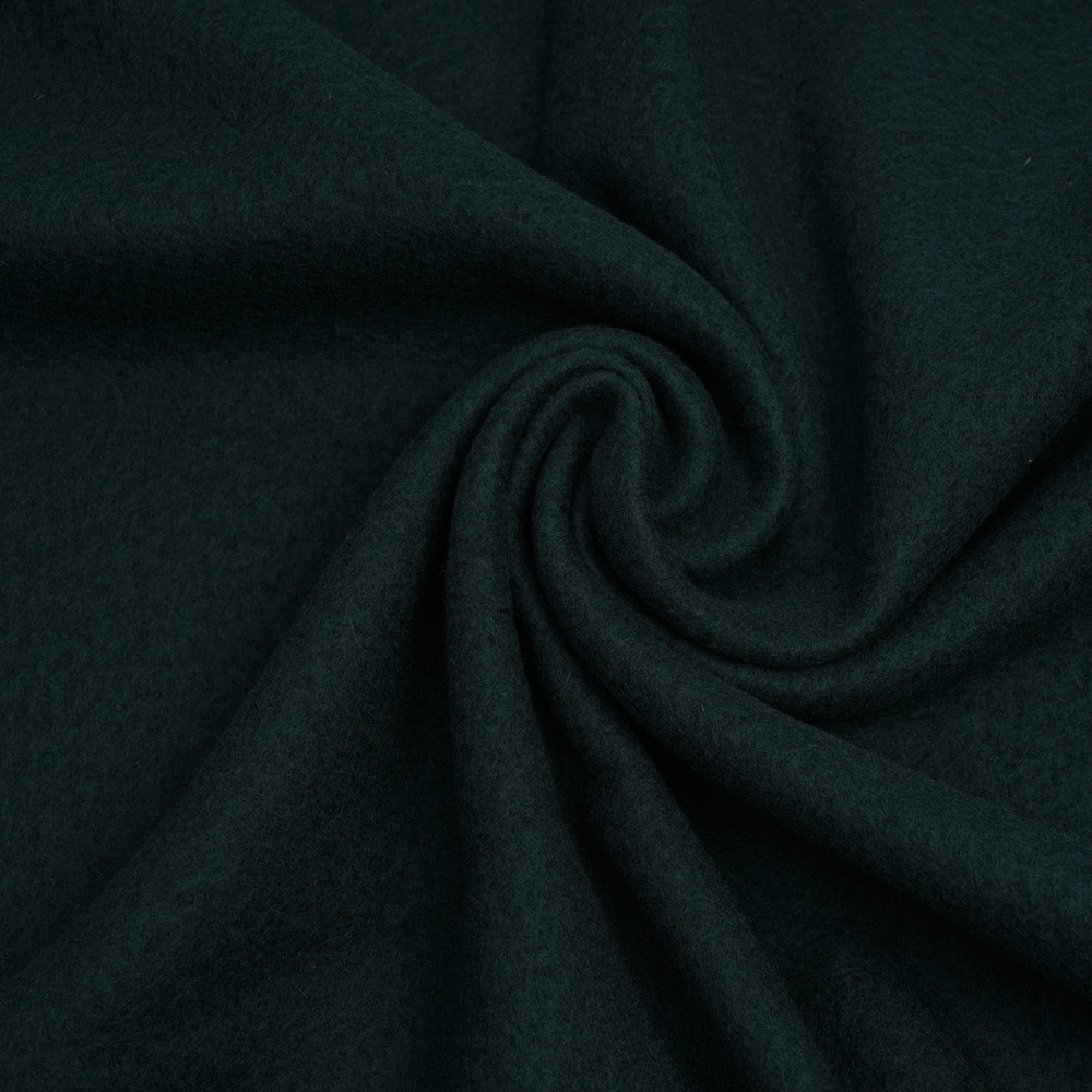 Tissu drap de laine bouillie vert foncé | Pretty Mercerie | Mercerie en ligne