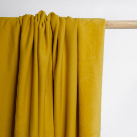 Tissu sweat gratté moutarde | Pretty Mercerie | Mercerie en ligne