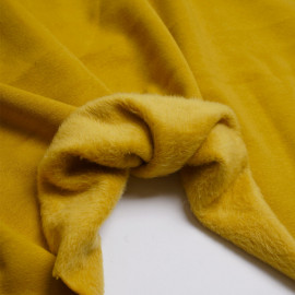 Tissu sweat gratté moutarde | Pretty Mercerie | Mercerie en ligne