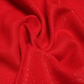 Tissu Lainage leger rouge coquelicot & or x 10cm pretty mercerie - mercerie en ligne