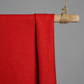 Tissu Lainage leger rouge coquelicot & or x 10cm pretty mercerie - mercerie en ligne
