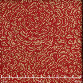 Tissu jacquard aurora red à motif tissé fleur beige | Pretty Mercerie | Mercerie en ligne