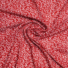 Tissu viscose chili pepper à motif branches fleuries blanches | Pretty Mercerie | Mercerie en ligne