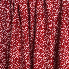 Tissu viscose chili pepper à motif branches fleuries blanches | Pretty Mercerie | Mercerie en ligne