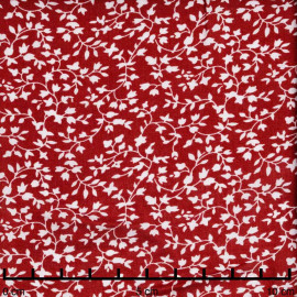 Tissu viscose chili pepper à motif branches fleuries blanches | Pretty Mercerie | Mercerie en ligne
