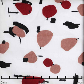 Tissu coton blanc à motif abstraits rosewood, rouge pompei et noir | Pretty Mercerie | Mercerie en ligne