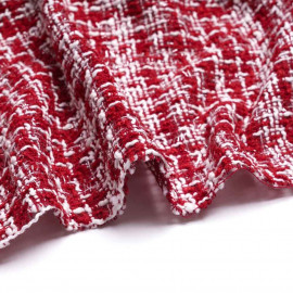 Tissu tweed rouge tango, blanc et fil lurex transparent | Pretty Mercerie | Mercerie en ligne