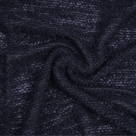 Tissu maille lainage bouclé et tricoté bleu marine et fil lurex or | Pretty Mercerie | mercerie en ligne