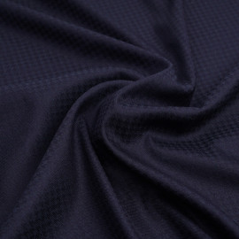 Tissu flanelle de laine bleu marine à motif pied de poule noir | Pretty Mercerie | mercerie en ligne