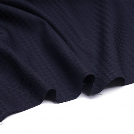 Tissu flanelle de laine bleu marine à motif pied de poule noir | Pretty Mercerie | mercerie en ligne