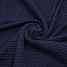 Tissu matelassé bleu marine à motif petits carreaux | Pretty Mercerie | mercerie en ligne