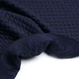 Tissu matelassé bleu marine à motif petits carreaux | Pretty Mercerie | mercerie en ligne