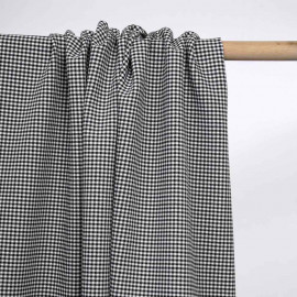 Tissu poly-viscose tissé vichy noir et blanc | Pretty Mercerie | mercerie en ligne