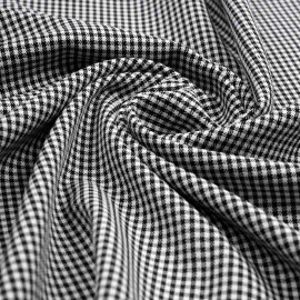Tissu poly-viscose tissé vichy noir et blanc | Pretty Mercerie | mercerie en ligne