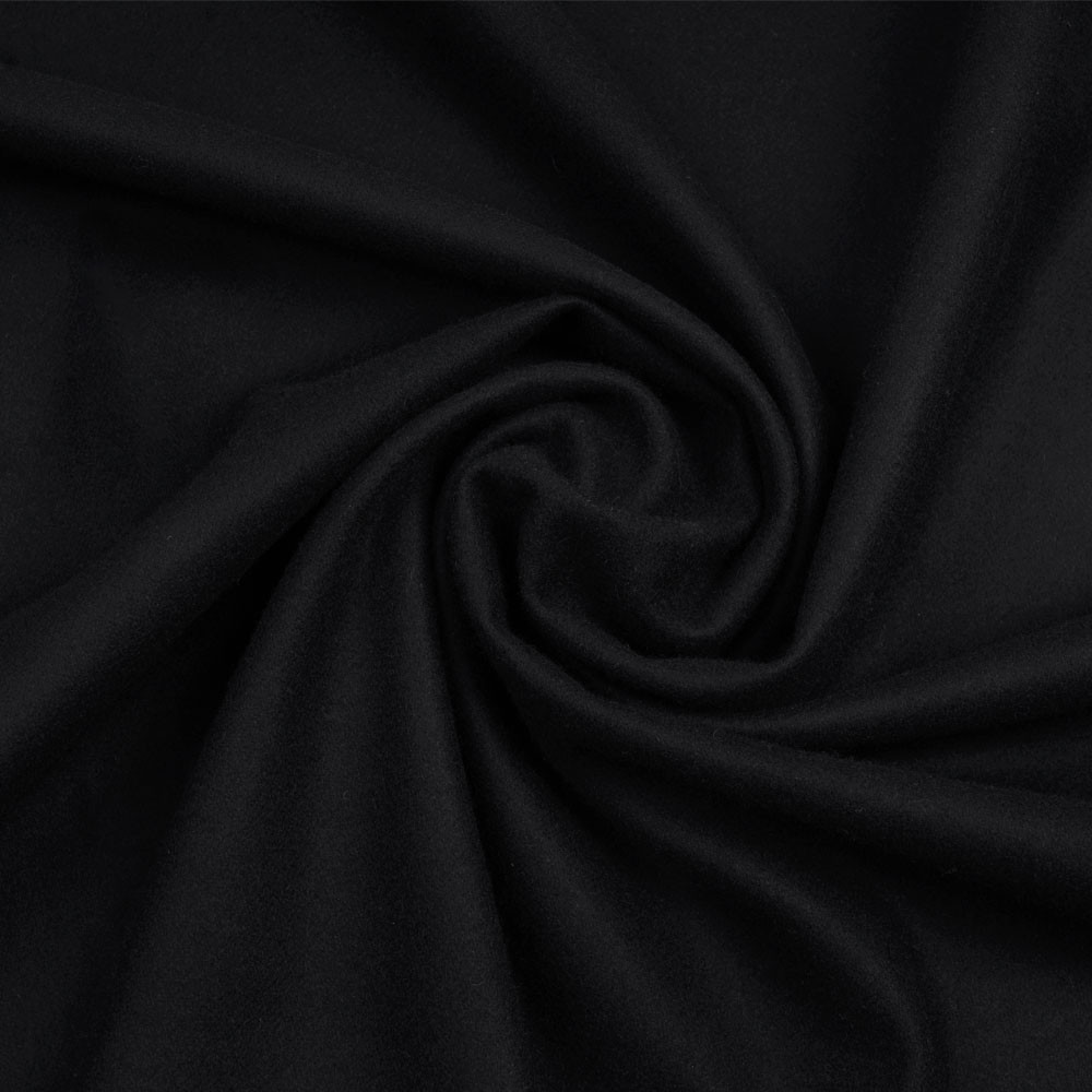Tissu drap de laine et cachemire noir profond | Pretty Mercerie | mercerie en ligne