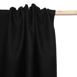 Tissu drap de laine et cachemire noir profond | Pretty Mercerie | mercerie en ligne