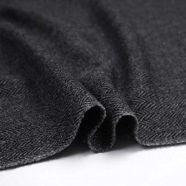Tissu lainage tissé chevron gris et noir | Pretty Mercerie | mercerie en ligne