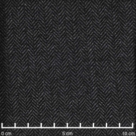 Tissu lainage tissé chevron gris et noir | Pretty Mercerie | mercerie en ligne