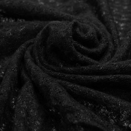 Tissu maille noir à motif ajouré | Pretty Mercerie | mercerie en ligne