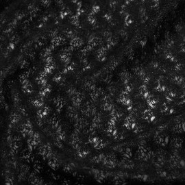 Tissu maille noir à motif ajouré | Pretty Mercerie | mercerie en ligne