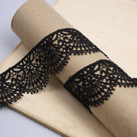 Ruban guipure noir à motif éventail | pretty mercerie | mercerie en ligne