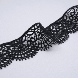 Ruban guipure noir à motif éventail | pretty mercerie | mercerie en ligne