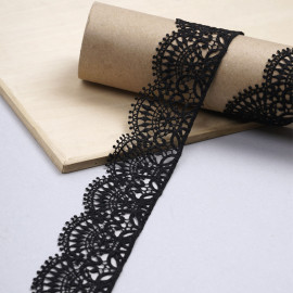 Ruban guipure noir à motif éventail | pretty mercerie | mercerie en ligne