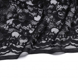 Tissu dentelle noir à motif fleuri marguerite | Pretty Mercerie | mercerie en ligne
