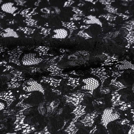 Tissu dentelle noir à motif fleuri marguerite | Pretty Mercerie | mercerie en ligne