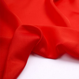Tissu viscose jacquard rouge grenadine à motif tissé rayé | Pretty Mercerie | mercerie en ligne