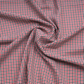 Tissu poly-viscose tissé vichy rouge et noir | Pretty Mercerie | mercerie en ligne
