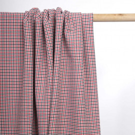 Tissu poly-viscose tissé vichy rouge et noir | Pretty Mercerie | mercerie en ligne