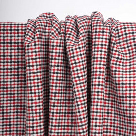 Tissu poly-viscose tissé vichy rouge et noir | Pretty Mercerie | mercerie en ligne