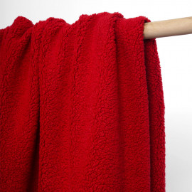 Tissu lainage bouclé effet mouton rouge poppy | Pretty Mercerie | mercerie en ligne