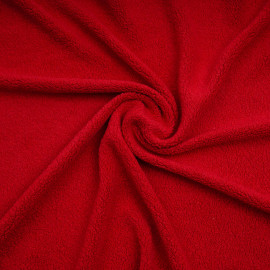 Tissu lainage bouclé effet mouton rouge poppy | Pretty Mercerie | mercerie en ligne