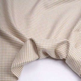 Tissu flanelle bambou à motif pied de poule beige et blanc | Pretty Mercerie | Mercerie en ligne