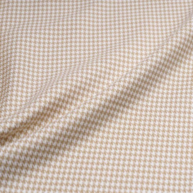 Tissu flanelle bambou à motif pied de poule beige et blanc | Pretty Mercerie | Mercerie en ligne
