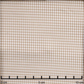 Tissu flanelle bambou à motif pied de poule beige et blanc | Pretty Mercerie | Mercerie en ligne