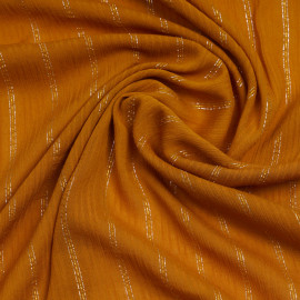 Tissu viscose inca gold à motif rayures fils dorés et argentés | Pretty mercerie | mercerie en ligne